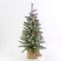 Artificial Christmas tree VIENNA, cones, jute bag, snow-covered, 24"/60cm, Ø 16"/40cm