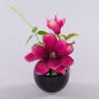 FEMI artificial magnolia in a black ceramic pot, pink, 20 cm, Ø17 cm