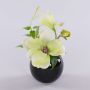 FEMI artificial magnolia in a black ceramic pot, cream-green, 20cm, Ø17cm