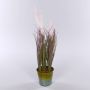 Artificial fountain grass SVERRE with panicles, zinc pot, pink-green, 20"/50cm