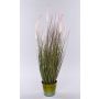 Artificial fountain grass SVERRE with panicles, zinc pot, pink-green, 31"/80cm