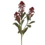 Artificial plant: Skimmia LAUSANA branch with flowers, burgundy, 26"/65cm, Ø2.8"/7cm