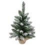 Artificial fir tree KIRUNA, snow-effect, jute sack, 60cm, Ø40cm