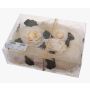 Flower decoration ZUMA with roses, leaves, beads and sisal, cream, 2"/5cm