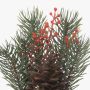 Artificial arrangement of fir and gaultheria NIAM, decorative pot, green-red, 5.5"/14cm, Ø3.1"/8cm