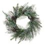Artificial wreath of pine, eucayptus and fern TRISS with cones, frosted, green-white, Ø24"/60cm