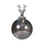 Glass Christmas bauble NUMI, Deer, antique silver, Ø10cm
