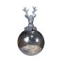 Glass Christmas bauble NUMI, Deer, antique silver, Ø8cm