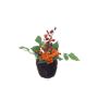 Artificial flower arrangement of dahlia and rosehips ABED in a basket, orange-red, 6.7"/17cm, Ø 3.9"/10cm