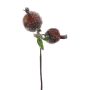 Artificial pomegranate branch MAGOLITE, frosted, burgundy red, 12"/30cm
