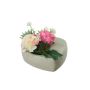 Artificial flower arrangement of carnation, rose, sedum and agave BODIL, decorative pot, pink-cream, 3.9"/10cm, Ø 6.7"/17cm