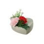 Artificial flower arrangement of carnation, rose, sedum and agave BODIL, decorative pot, red-pink, 3.9"/10cm, Ø 6.7"/17cm