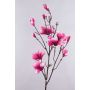Artificial magnolia spray YONA, pink-fuchsia, 4ft/130cm, Ø2"-5.9"/5-15cm