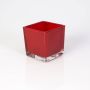 Glass lantern KIM EARTH, red, 3.1"x3.1"x3.1"/8x8x8cm