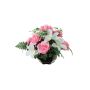 Artificial flower arrangement of rose and cymbidium orchid YAMMA, decorative pot, pink-cream, 10"/26cm, Ø 11"/27cm