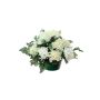 Artificial flower arrangement of chrysanthemum and baby's breath YASAR, decorative pot, cream, 10"/25cm, Ø 12"/30cm
