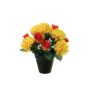 Artificial flower arrangement of chrysanthemum and rose YESHE, decorative pot, yellow-orange, 11"/28cm, Ø9"/22cm