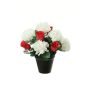 Artificial flower arrangement of chrysanthemum and rose YESHE, decorative pot, cream-red, 11"/28cm, Ø9"/22cm