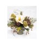 Artificial flower arrangement of magnolia, protea and berries TORWI, planter, white-green, 12"/31cm, Ø 13"/34cm