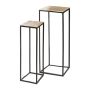 Metal plant stand WAKANDA, 2 pieces, black-brown, 9"x9"x24"/22x22x60cm, 10"x10"x31"/25x25x80cm