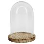 Glass dome DANILLA with marbled wooden base, clear, 5.1"/13cm, Ø3.7"/9.5cm