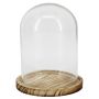 Glass dome DANILLA with marbled wooden base, clear, 5.7"/14.5cm, Ø4.5"/11.5cm