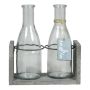 ANYA glass bottle, with wooden stand, 2 bottles, clear, 18x8x20cm