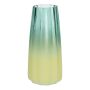 AMALFRIED flower vase with grooves, glass, blue and yellow, 21cm, Ø10cm