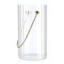 BLANDINA decorative vase with handle, glass, ribbed, transparent-gold, 18 cm, Ø10 cm