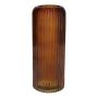 ALBURGIS glass vase with grooves, orange-brown-clear, 25 cm, Ø 10 cm