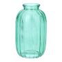 SILVINA glass bottle, fluted, turquoise-clear, 12 cm, Ø 7 cm