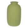 SILVINA glass bottle, ribbed, matt olive green, 12 cm, Ø 7 cm