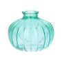 ALFHARD flower vase, ribbed glass, turquoise-clear, 8.5 cm, Ø10.5 cm