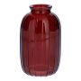 SILVINA glass bottle, ribbed, burgundy-clear, 12 cm, Ø7 cm