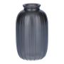 SILVINA glass bottle, ribbed, metallic grey, 12cm, Ø7cm