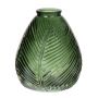 NELLOMIO glass bottle with leaf pattern, green-clear, 16 cm, Ø 14 cm