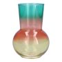 NOVANTINO flower vase, glass, turquoise-pink-salmon-yellow-clear, 17cm, Ø12cm