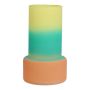 NULAILA decorative vase, glass, yellow-turquoise-apricot-matt, 17cm, Ø10cm