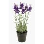 Fake lavender LOUISE in a decorative pot, dark violet, 12"/30cm, Ø1.2"/3cm