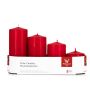 JENARO Advent wreath pillar candles, 4 pieces, graduated, red, 6cm, 8cm, 10cm, 12cm, Ø5cm – Made in Germany
