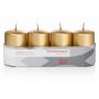 JENARO Advent wreath pillar candles, set of 4, gold, 8cm, Ø5cm, 18h – Made in Germany