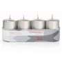 JENARO Advent wreath pillar candles, set of 4, silver, 8 cm, Ø5 cm, 18 hours – Made in Germany