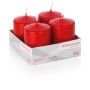 JENARO Advent wreath pillar candles, 4 pieces, red, 8cm, Ø6cm, 29h – Made in Germany