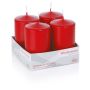 Advent wreath pillar candles JENARO, set of 4, red, 3.9"/10cm, Ø2.4"/6cm, 33 hours - Made in Germany