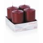 JENARO Advent wreath pillar candles, set of 4, burgundy, 10 cm, Ø 6 cm, 33 h – Made in Germany