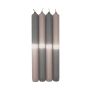 LISSITA Dip-Dye Table Candles, set of 4, grey-silver grey, 25cm, Ø2.3cm, 11h