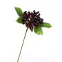 Artificial elderberry branch HELMA with berries, burgundy-red, 12"/30cm