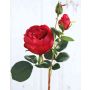 Artificial cabbage rose MIRETTA, red, 24"/60cm, Ø1.2"-3.5"/3-9cm