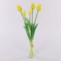 Artificial bouquet of tulips LONA, yellow-green, 18"/45cm, Ø6"/15cm