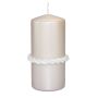 Festive JULIETTA pillar candle with silk ring, cream, 15cm, Ø7cm, 63h